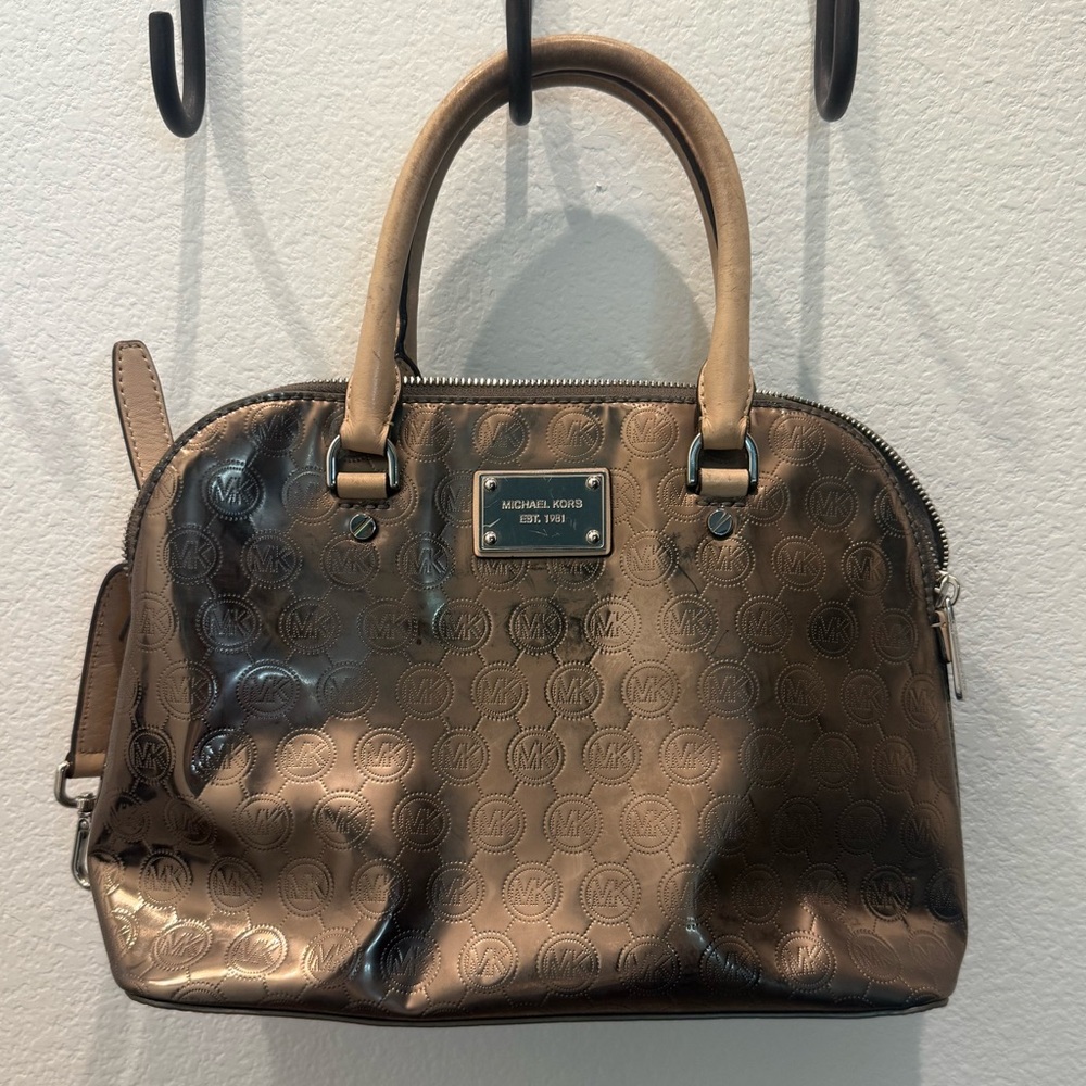 Michael Kors Metallic Logo Satchel Handbag